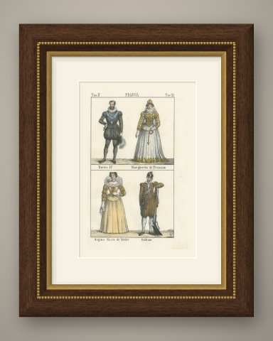Henry IV of France, Margaret of France and Queen Marie de Medici, 1842, shown framed