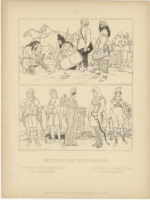Set of 9 Antique Greek Costume and Antiquity Prints by Wasmuth, Berlin c.1900, view 2