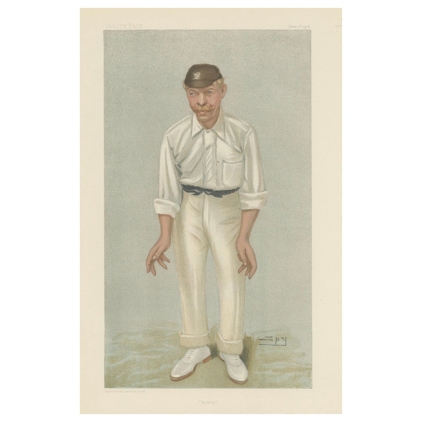 The Steady Batsman: Robert 'Bobby' Abel in Vanity Fair 1902 by 'Spy'