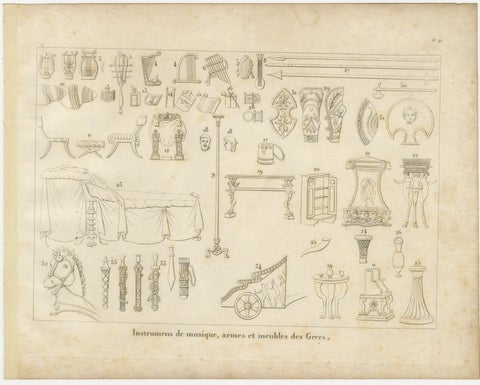 Set of Four Ancient Greek Costume, Arms and Decorative Arts Prints, 1825, view 5