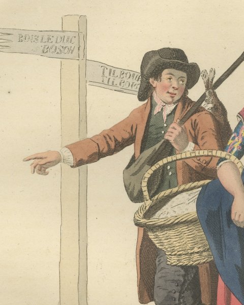 On the Road to Den Bosch, Brabant Costume Print, Maaskamp, 1811, close-up 2