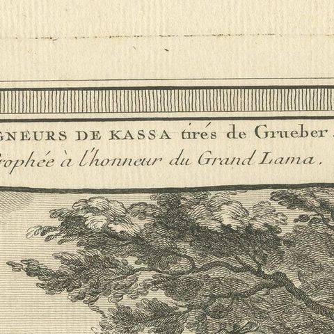 Antique Print of Courtiers of Lhasa by Tardieu '1749', close-up 1