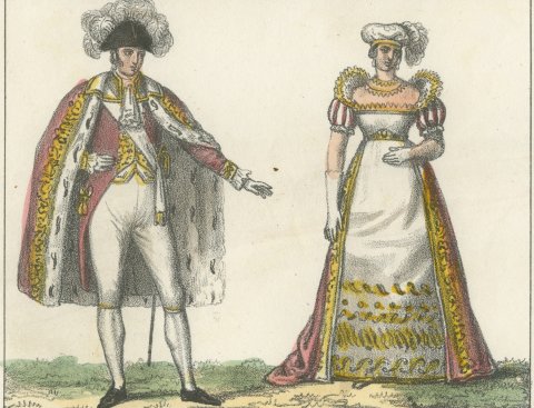 French Court Dress, Grand Judge, Master of the University and Court Lady, 1842, close-up 2