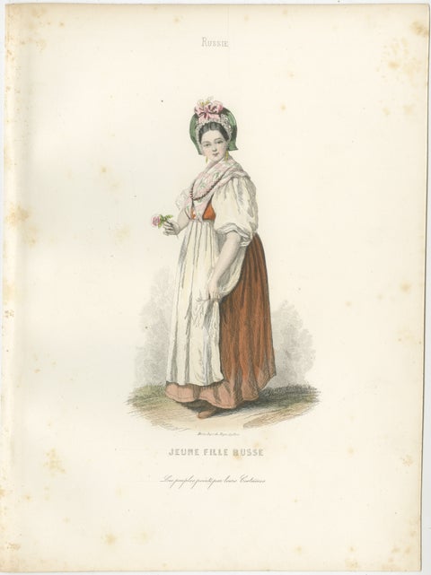 Russian Traditional Costumes and Trades, Set of Four Antique Prints, circa 1850, view 3