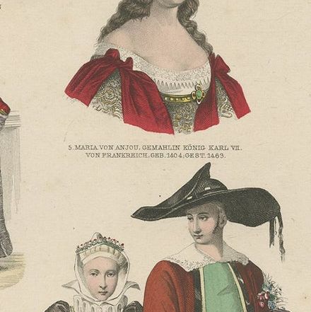 Original Print Showing Costumes of Austria, Tyrol, France, Italy Etc., ca.1875, close-up 3