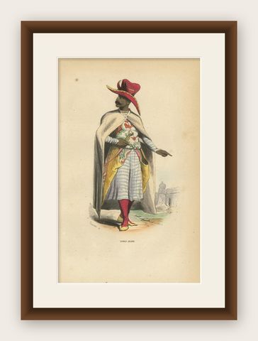 Antique Print of an Arab Nobleman by Wahlen '1843', shown framed