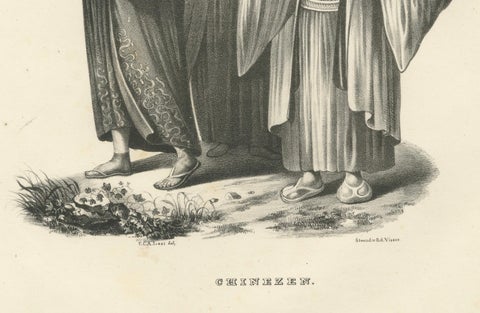 Chinese Figures in Traditional Attire by Karl Joseph Brodtmann, 1836, close-up 1