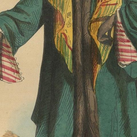 Traditional Attire of a Man from Mardin in Turkey in 19th Century Lithograph, close-up 6
