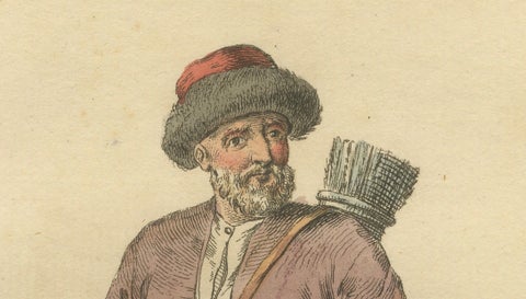 Crimean Tartar Archer Costume Print, Hand-Colored Jefferys 1749, close-up 2
