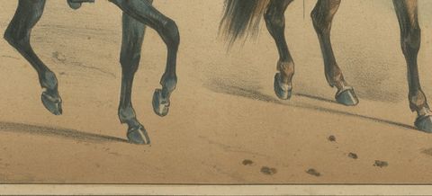 Spanish Cavalry Lithograph by José Rubio y Villegas: Mounted Dragoons, 1861, close-up 2