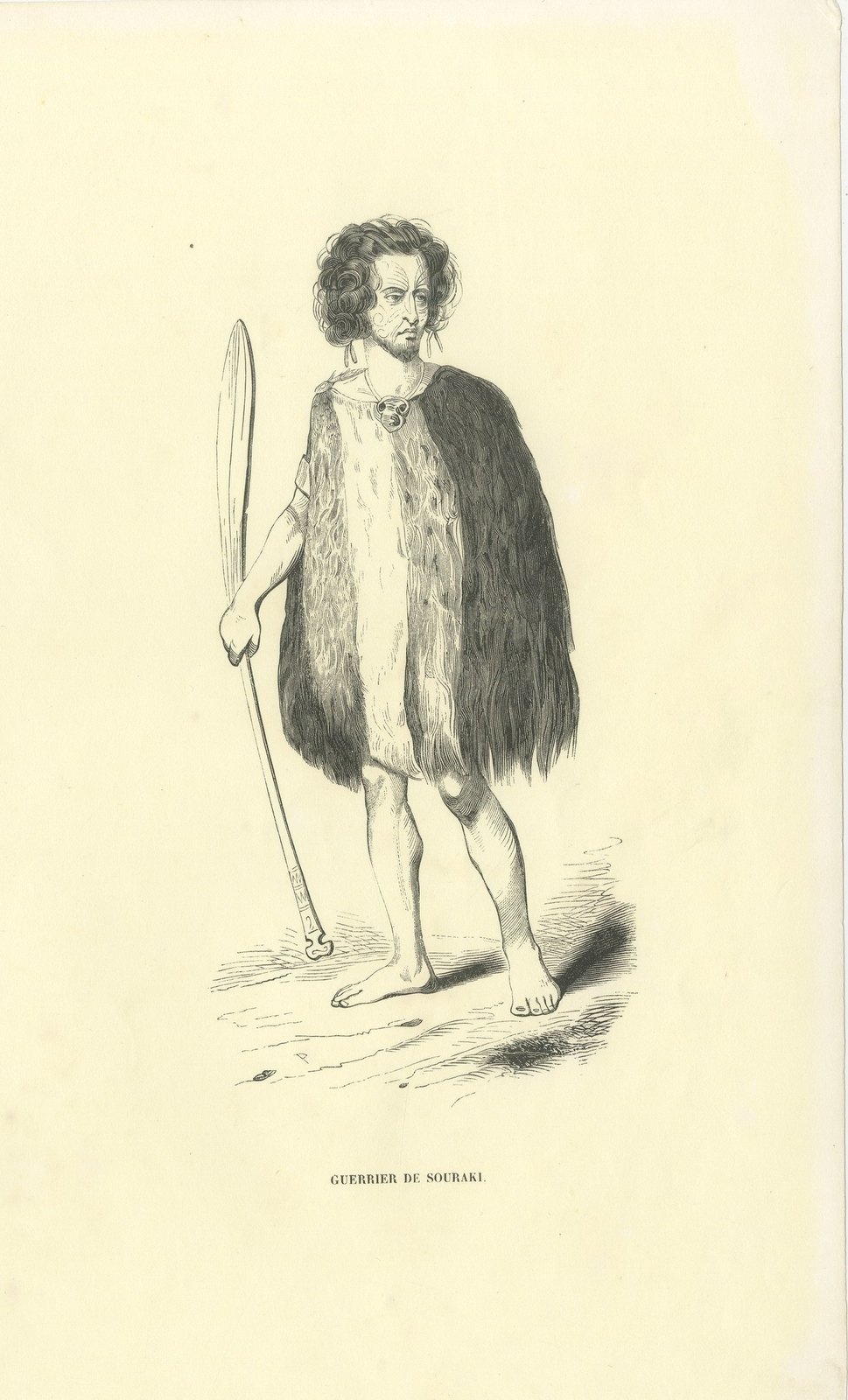 Souraki Warrior, Antique Wahlen Costume Print, 1843-1844