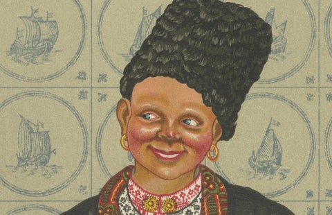 Colorful Volendam Wedding Attire, 19th Century, Antique Dutch Costume Print, close-up 6