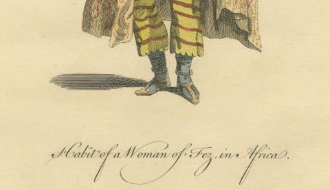 Habit of a Woman of Fez in Africa, Elegant Costume Engraving, 1749, close-up 4