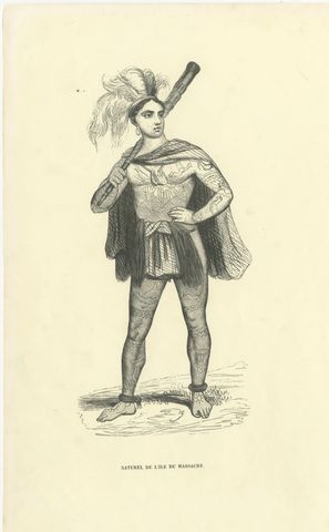 Native of Massacre Island, Antique Wahlen Costume Print, 1843-1844