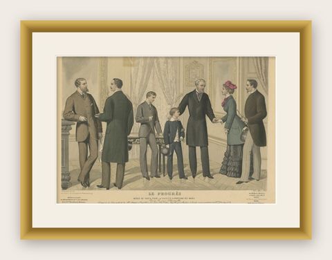Original Antique Fashion Print, Published in March, 1882, shown framed
