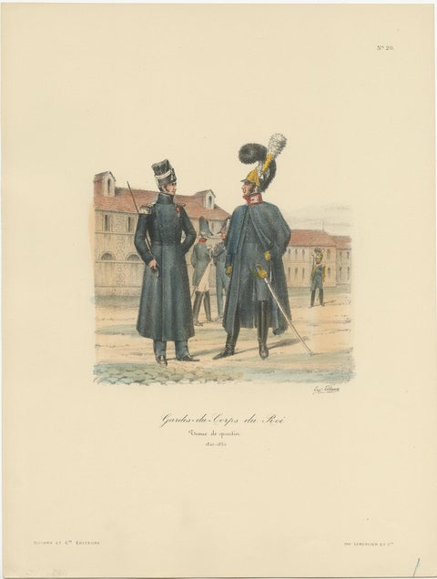 Old Hand-Colored Print of the Guards of the King of France, 1890, view 2