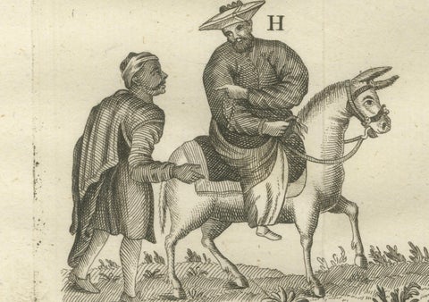 Traditional Egyptian Costumes, 18th-Century Ethnographic Engraving, close-up 3