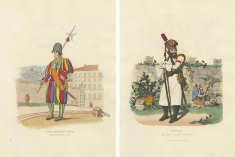 Papal Swiss Guard & Pioneer, Vatican Military Costumes, Polidori c.1820, view 4
