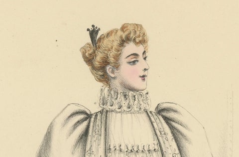 Opulent Fashions of the Victorian Era: Lithograph by L. Michau and M. de Solar, close-up 3