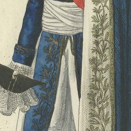 Antique Costume Print of a French Chancellor, circa 1810, close-up 2