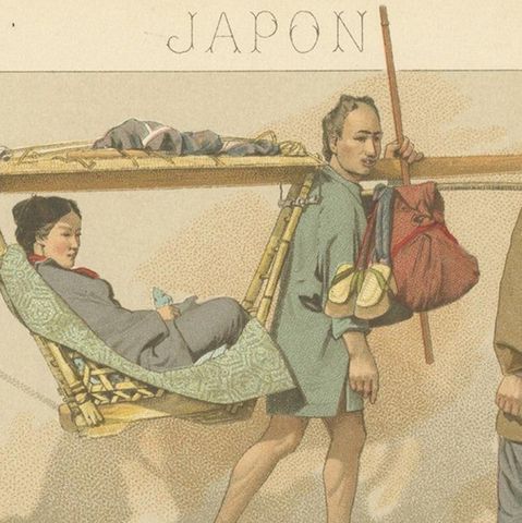 Antique Print of Japanese Costumes, 'circa 1880', close-up 1