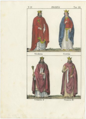 Clovis, Clotilde, Clotaire I and Clotaire II, Frankish Kings, 1842, view 2