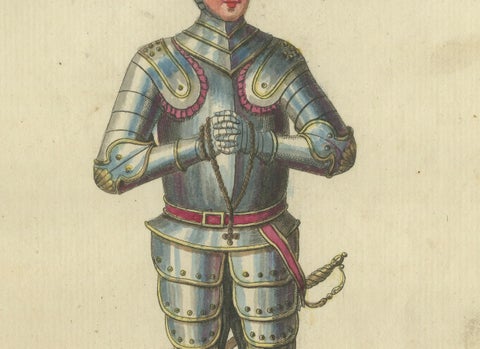 Knight of the Teutonic Order: 1791 Hand-Colored Engraving in Reception Attire, close-up 2