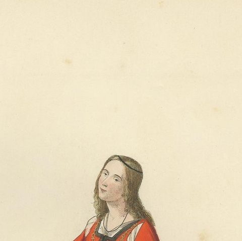 Antique Print of an Italian Noblewoman, 15th Century, by Bonnard, 1860, close-up 1