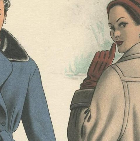 Vintage Fashion Print 'Pl.16518' Published in Le Tailleur Moderne, 1954, close-up 1