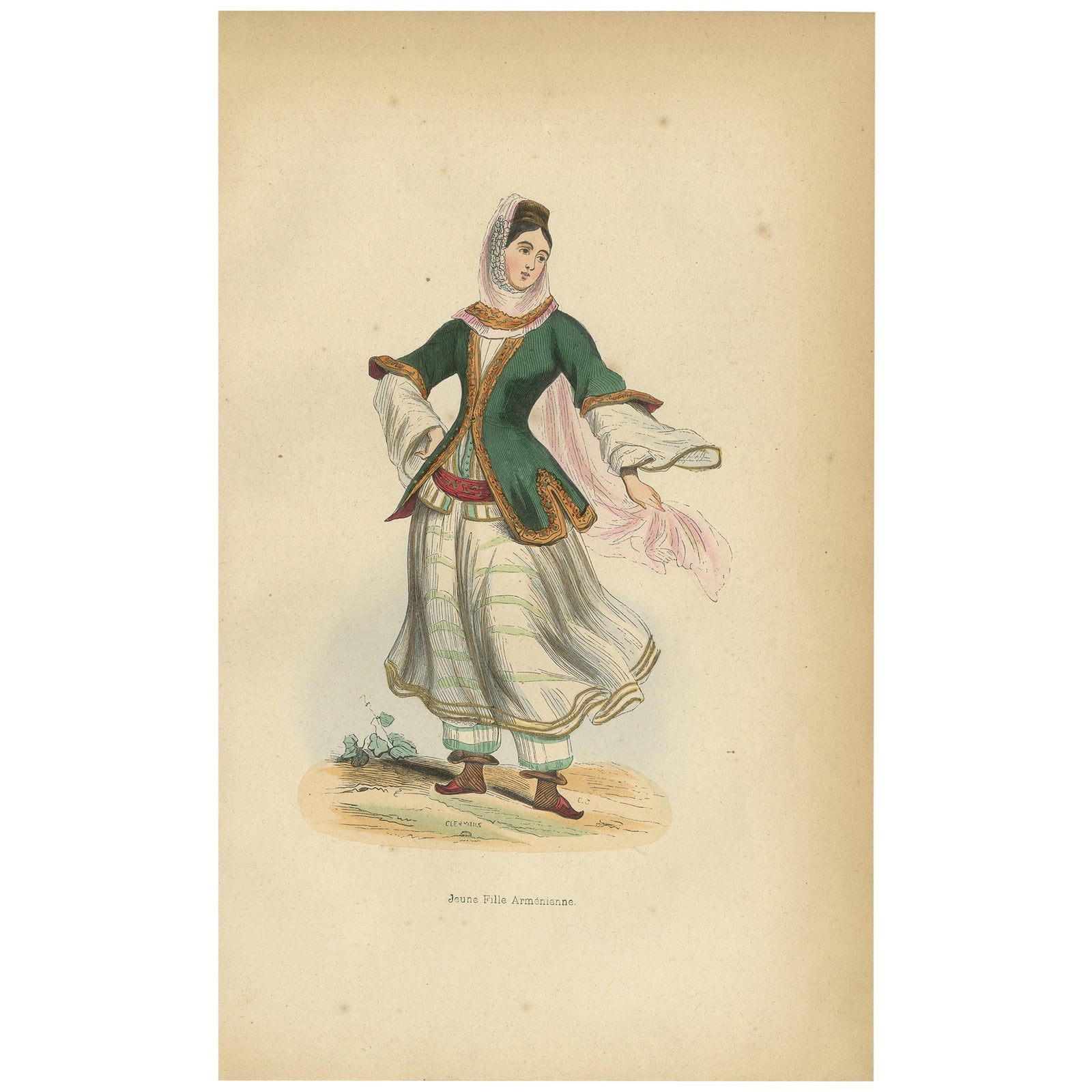 Jeune Fille Arménienne Antique Print, Costume Art, 19th Century