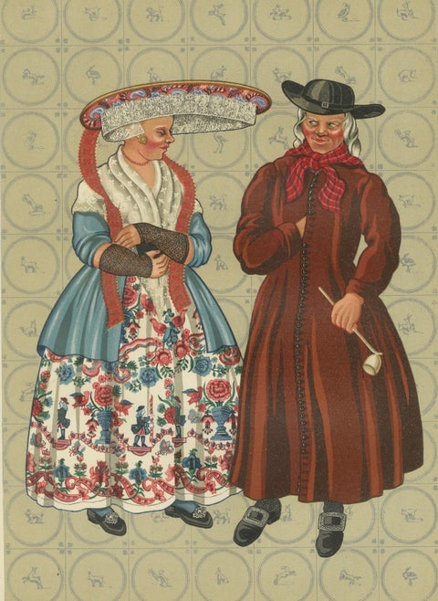 Frisian Costumes of Makkum in The Netherlands with Lace Cap and Redingote, 1932, close-up 6