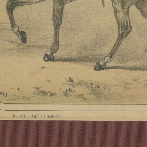 Spanish Cavalry Lithograph by José Rubio y Villegas: Medieval Cavalry, 1861, close-up 5