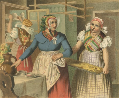 Silesian Folk Costume Scene, Prussia, Buchwald & Fischbach, c.1875, close-up 2