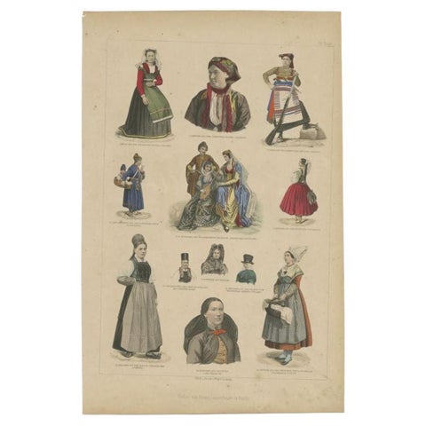 Old Costume Prints of Russia, Italy, France, Jutland, Spain, Austria, Etc., 1875, view 2