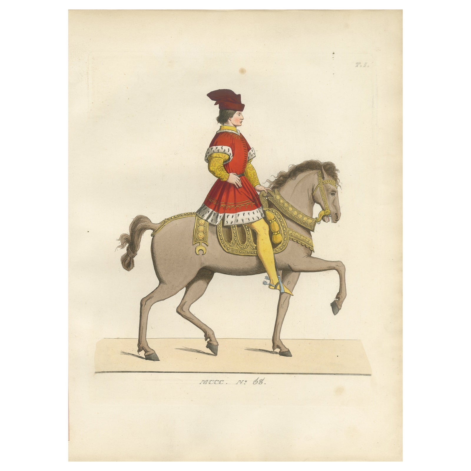 Mounted Nobleman in Parade Dress, Italian Renaissance Equestrian Portrait, 1845