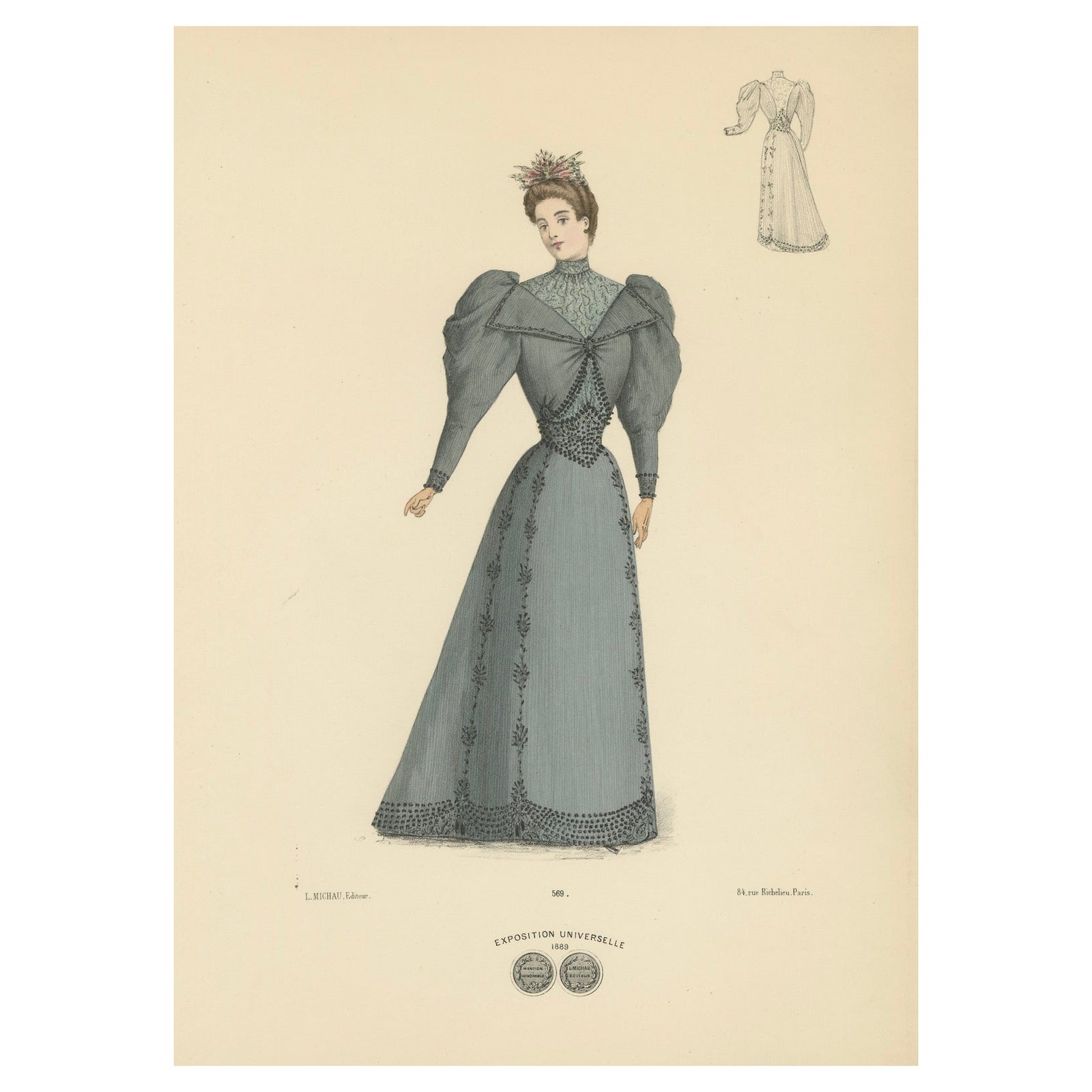 Timeless Elegance: Victorian Fashion Litho by Michau from the Expo Universelle