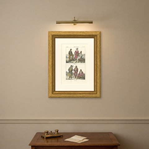 Morlachs by the Sea and Uskoks, Hand Colored Costume Lithograph, 1842, shown framed on a wall