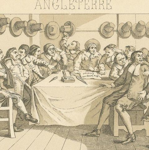 Pl. 156 Antique Print of English Scenes, Costumes by Racinet, 'circa 1880', close-up 1