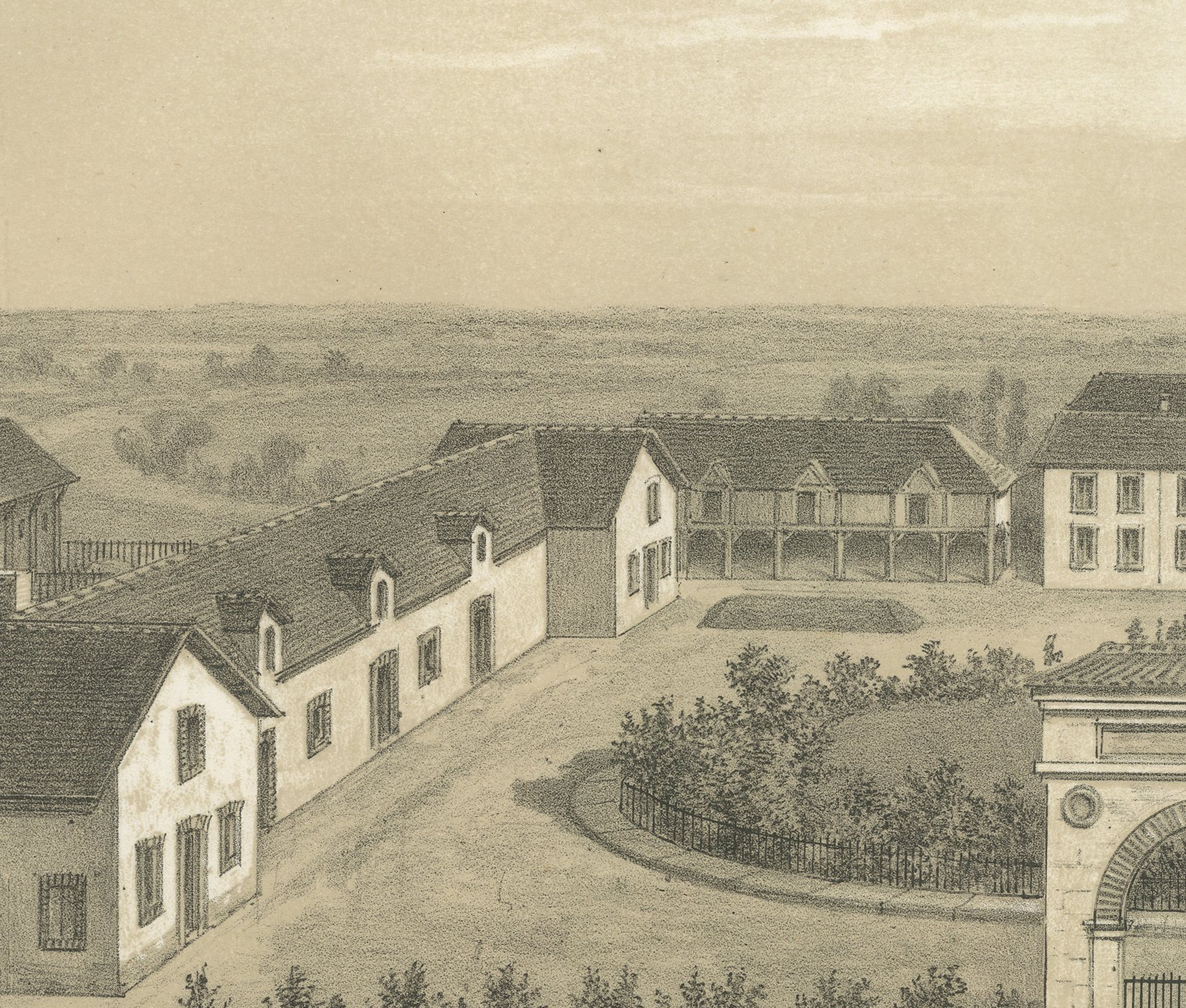 Rambouillet National Sheepfold, Main Court, Antique Print, 1873, view 4