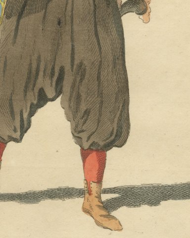 Corporal of the Warasdin Pandours in 1742, Hand Colored Jefferys Plate, 1757, close-up 3