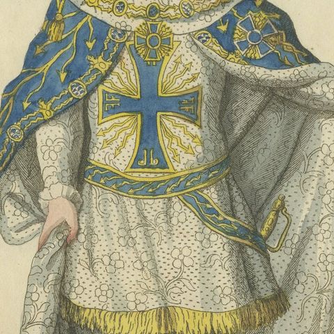 Grand Master of the Order of St. Michael in Ceremonial Attire, 1791 Engraving, close-up 5