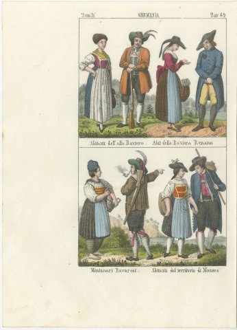 Costume of Upper Bavaria, the Bavarian Palatinate and Munich, Lithograph, 1842, view 2