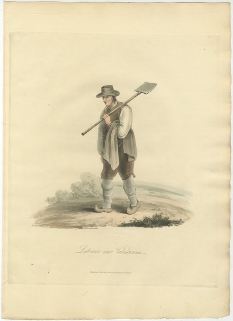 Laborer near Valenciennes, Working Dress, Antique Ackermann Print, 1817, view 2