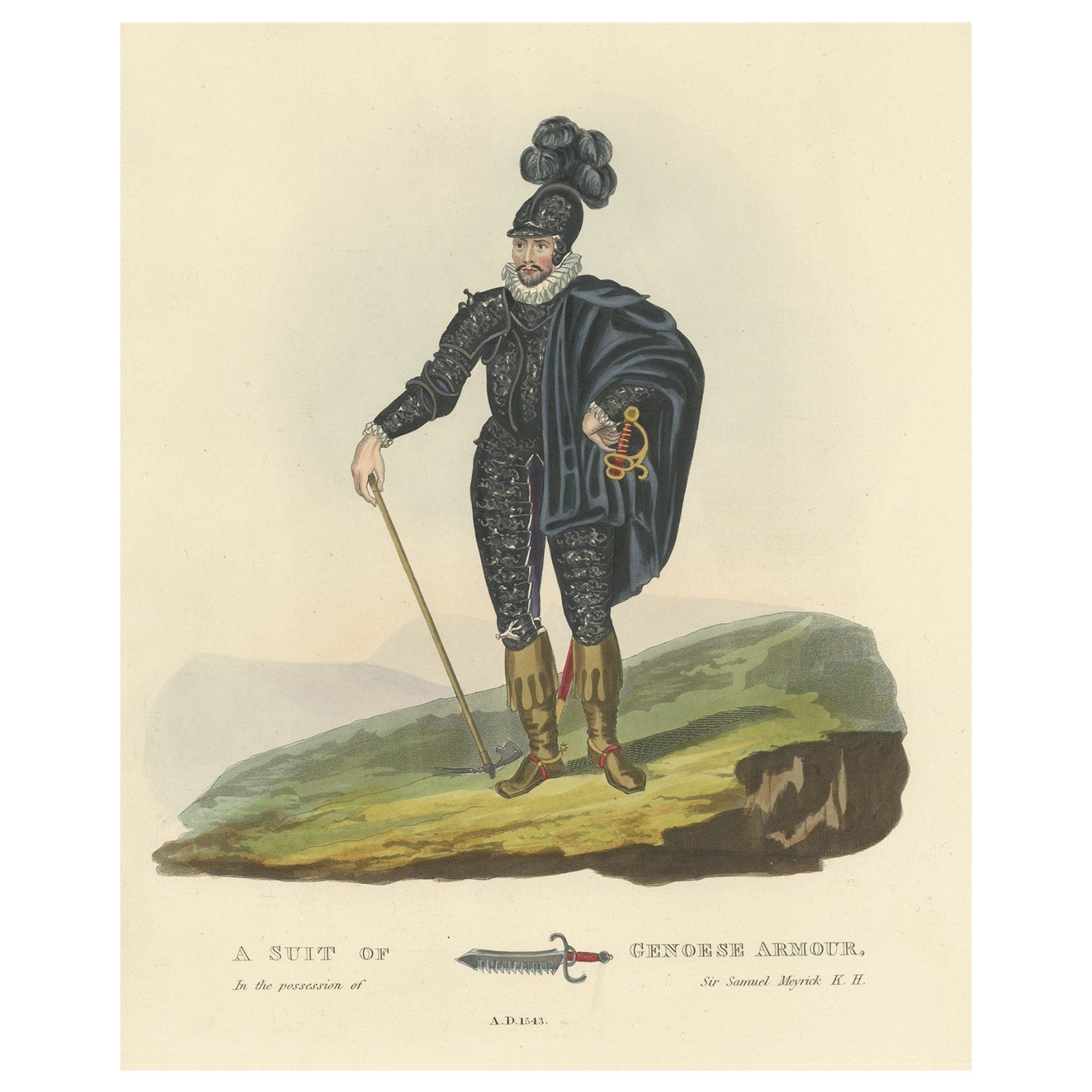Old Print of Genoese Armor of Genoese Crossbowmen, 1842
