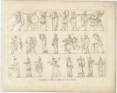 Set of Four Ancient Greek Costume, Arms and Decorative Arts Prints, 1825, view 2