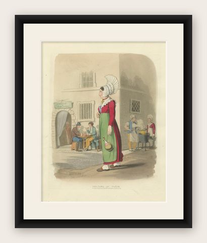 Italian Costume, Woman of Turin in Traditional Dress, 1835, shown framed