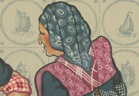 Spakenburg Women in Sunday Dress with Child, Dutch Costume Print (1932), close-up 2
