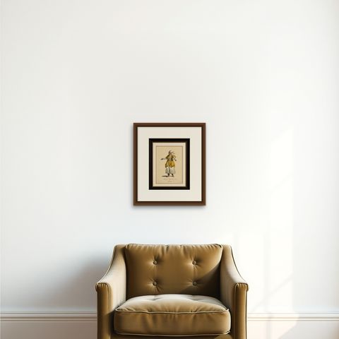 Habit of a Moorish Slave, North African Costume Engraving, 1749, shown framed on a wall