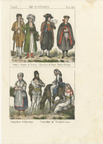 People of Istria, Eger and Transylvania, Hand Colored Lithograph, 1842, view 2
