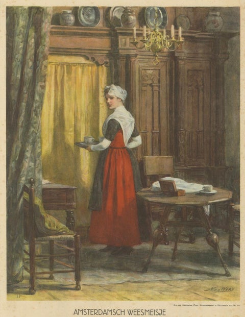 Amsterdam Orphan Girl in Traditional Costume, Print by N. van der Waay, 1923, close-up 5
